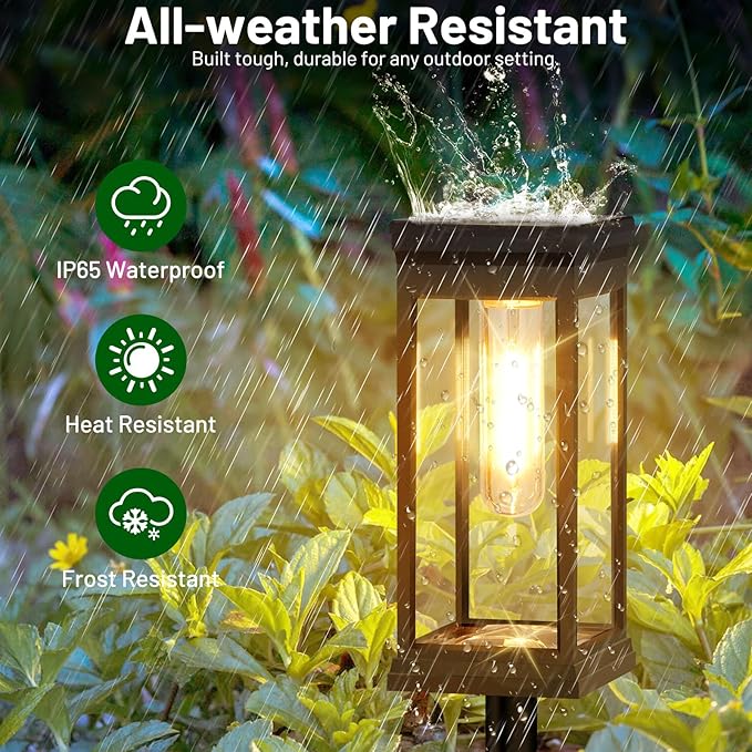 BesLowe Solar Pathway Lights Outdoor, 2-Pack Large LED Solar Light Outdoor Waterproof, Super Bright Outside Lights for Yard, Sun-Powered Landscape Lighting for Garden Walkway, Warm White