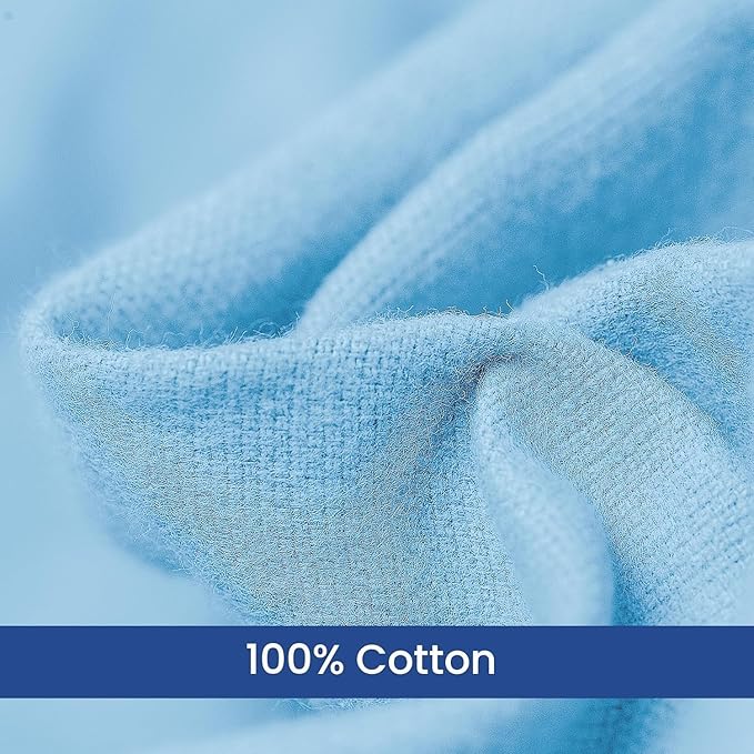 Linteum Textile 100% Cotton Hospital Patient Bath Blanket, Bed Bath Sheet, Twin Blanket Lightweight Sheet Blankets 70x90 in, 1.75 lb. Blue - 12 Pack