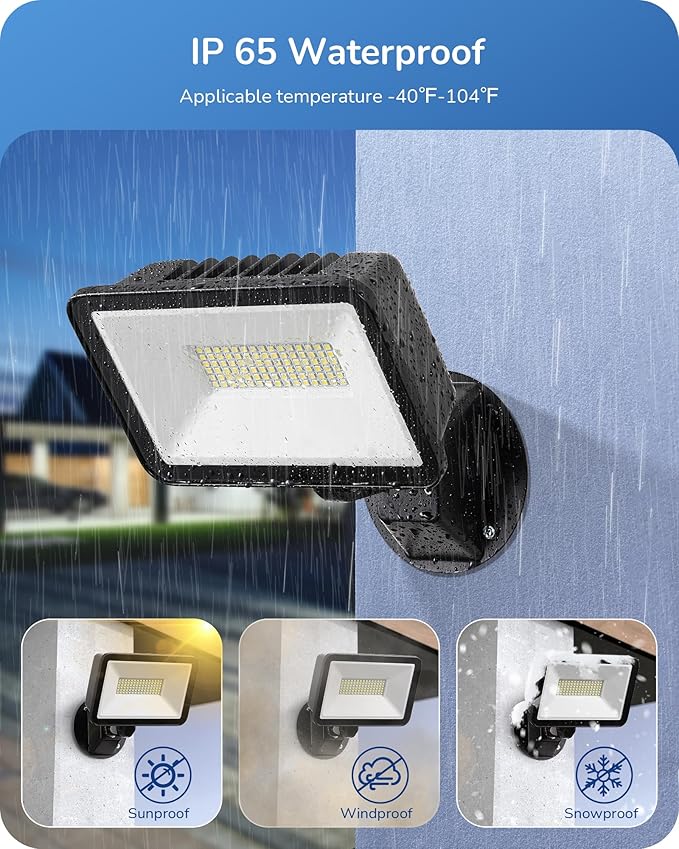EDISHINE 10000LM Flood Lights Outdoor,73W LED Flood Light Outdoor, IP65 Waterproof, 5000K LED Security Light for Backyard, Flagpole, Garage, UL Listed