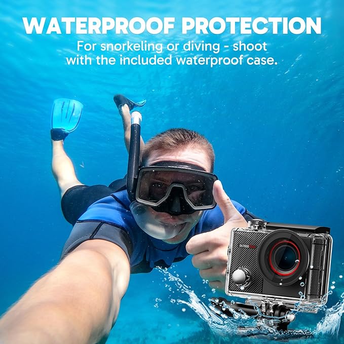 AKASO EK7000 Pro 4K30fps Action Camera with Touch Screen EIS 131ft Waterproof Underwater Camera Remote Control 5X Zoom with Helmet Accessories Kit (with 128GB MicroSD Card)