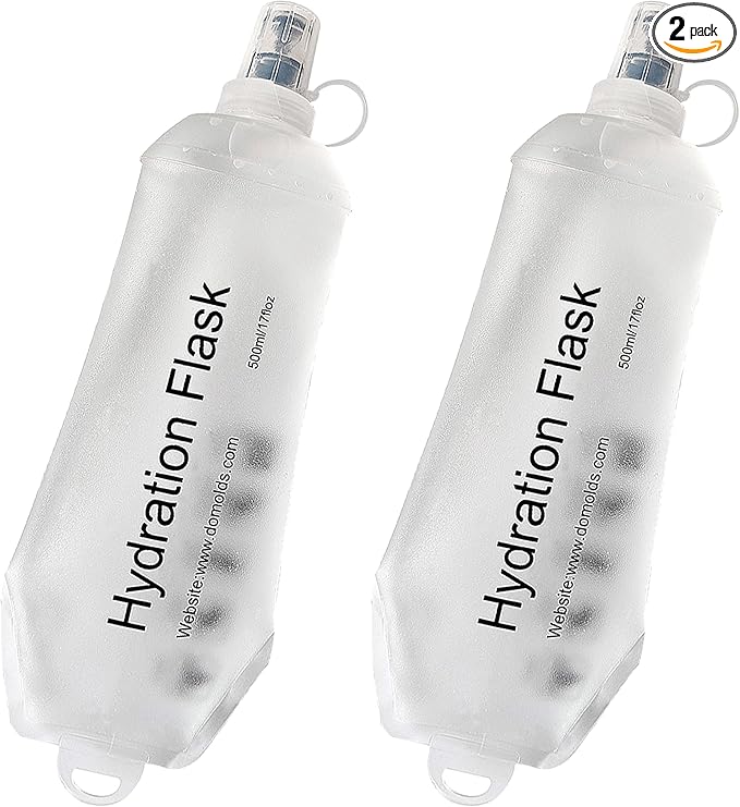 CLINTT 500ml Soft Flask, Foldable Running Water Bottle, TPU Folding Soft Water Flask, BPA-Free Collapsible Flask for Hydration Pack Running Vest, Cycling, Climbing, Hiking - 2Pcs, White