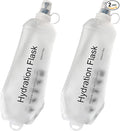 CLINTT 500ml Soft Flask, Foldable Running Water Bottle, TPU Folding Soft Water Flask, BPA-Free Collapsible Flask for Hydration Pack Running Vest, Cycling, Climbing, Hiking - 2Pcs, White