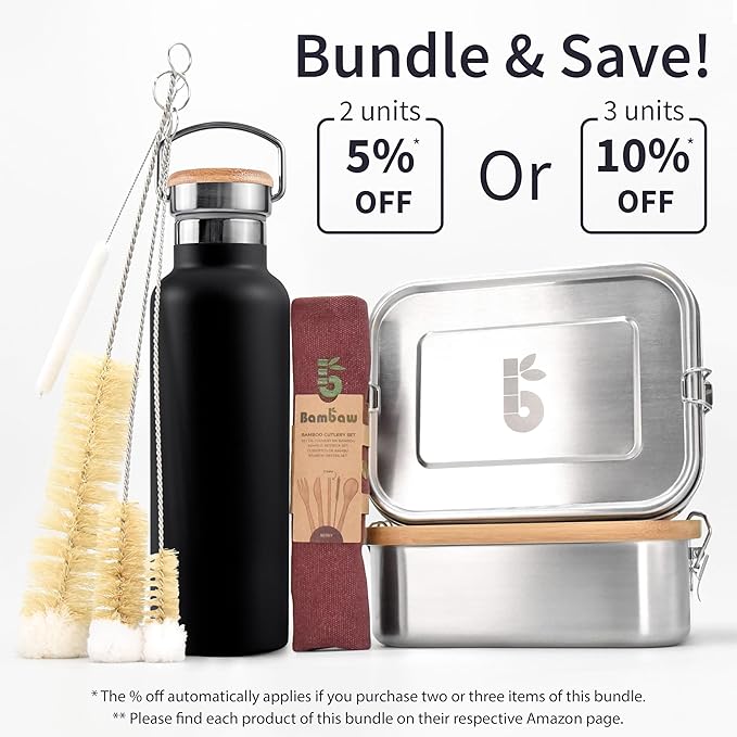 Bambaw 16 oz Stainless Steel Water Bottle, Metal Water Bottle Insulated, Easy to Clean & Carry, Great for Travel, School & Gym, Made of High-Grade Stainless Steel (Jet Black)