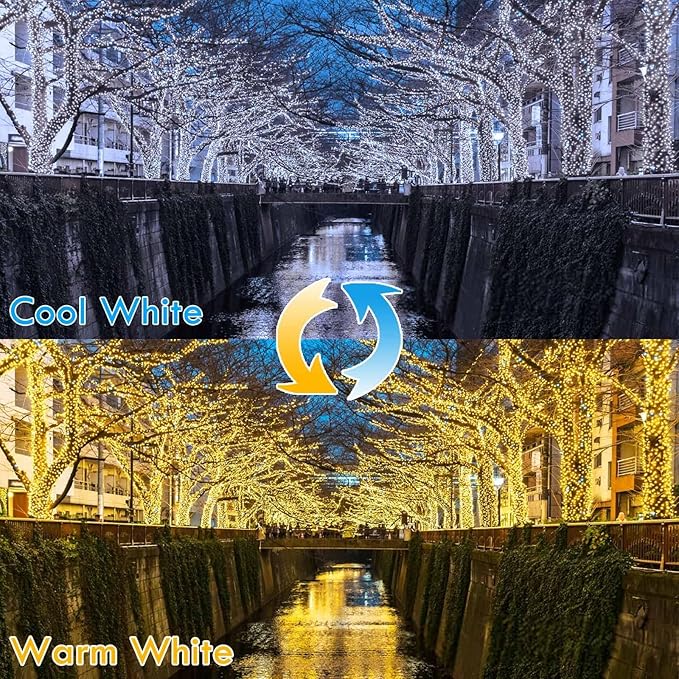 Solar String Lights Outdoor – 2-Pack 80FT 200LED, 8 Modes (Warm/Cool White)