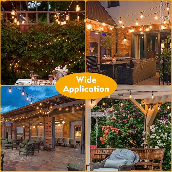 GvvooHome 64 Pack S14 LED Bulbs for Outdoor String Lights, Shatterproof Replacement Edison Bulbs for Patio String Lights Outdoor Waterproof, Warm White 2200K, Dimmable, E26 Standard Base