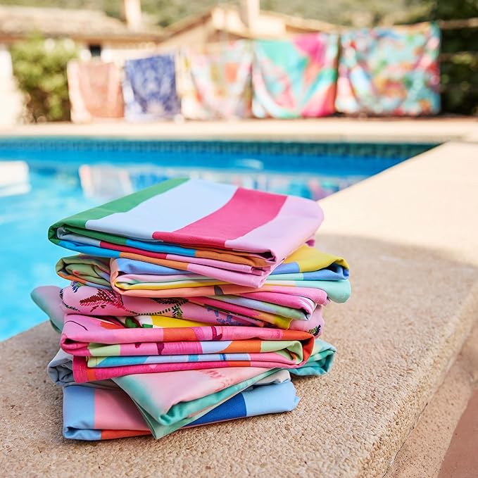 Dock & Bay Beach Towel - Quick Dry, Sand Free - Compact, Lightweight - 100% Recycled - Includes Bag - Pink Paradise - Large (160x90cm, 63x35)