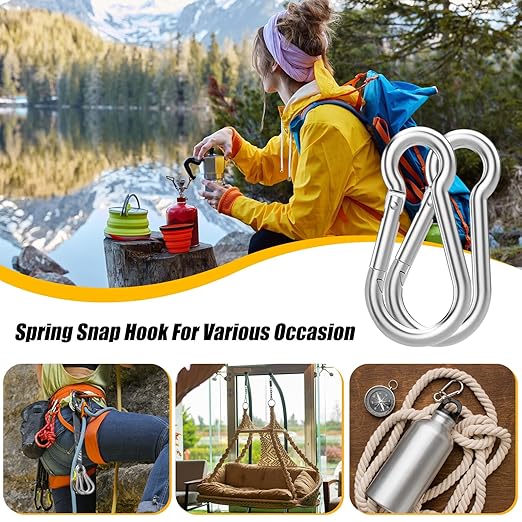 EPHECH 30PCS 3" Heavy Duty Spring Snap Hook, M8 5/16" Galvanized Steel Snap Hook Carabiner Quick Link Carabiner Clip, 500LBS Holding Capacity Quick Link Keychain for Swing Hammock Gym Outdoor