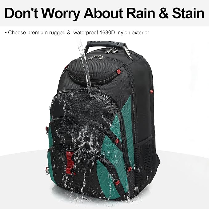 Boavan Laptop Backpack for men, 17.3 inch Laptop Bag with USB Port, Waterproof Travel Work Backpack Purse, Anti-Theft Teacher Nurse Doctor Casual Bookbags Office Business backpack，Black&Deep Juniper