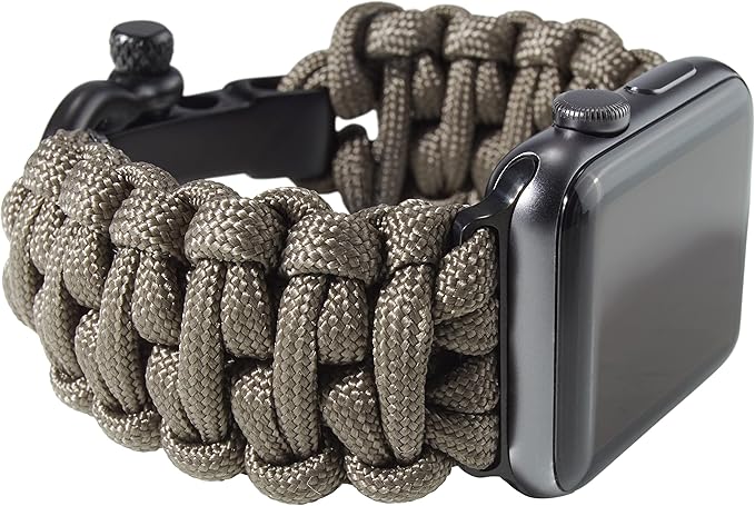 Savior Survival Gear Paracord Watch Band, Compatible with Apple Watch Band 49mm 46mm 45mm 44mm 42mm,iWatch Band Series Ultra 10 9 8 7 6 5 4 3 2 1 SE,Adjustable strap for men (Gunmetal Gray, X- Large)