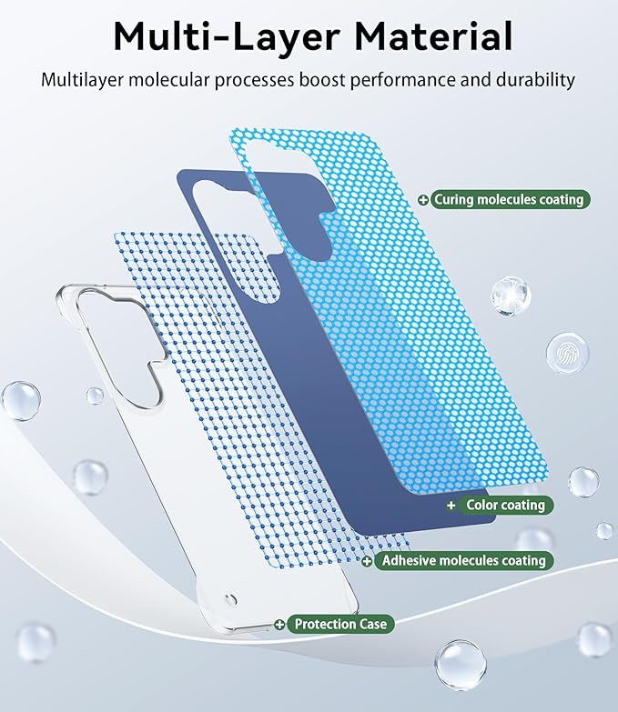 GRECAZO Slim Borderless for Samsung Galaxy S26 Phone Case 6.3"(2026) Ultra-Thin Lightweight Frameless Matte Hard PC Cover Case with Pull Ring Minimalist Non Slip Rope-Blue