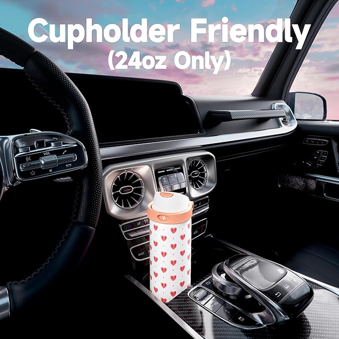 24 oz Valentine's Day Water Bottle: Meoky Stainless Steel Water Bottle with Straw and Spout Lid - Leak Proof, Cold for 24 Hours, Fits in Car Cup Holder, Valentines Day Gifts for Her Women Girls, Amora