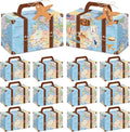 24Pcs Large Suitcase Party Favor Boxes Travel The Map Paper Treat Box with Tags Birthday Supplies Travel Theme Candy Goodie Gift Boxes for Birthday Baby Shower Wedding Adventure Party Table Decoration