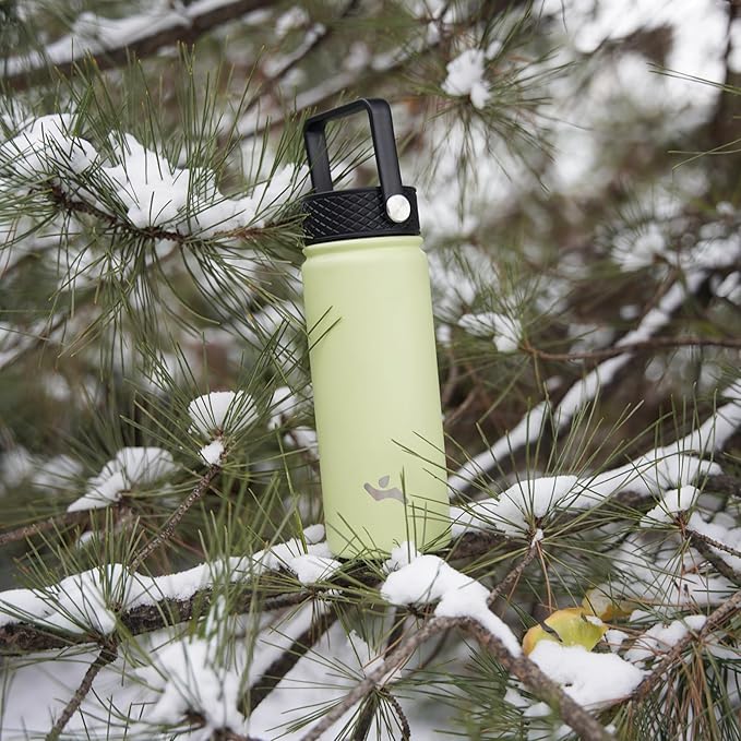 Konokyo 32 oz Insulated Water Bottle Stainless Steel Sport Bottles with 3 Lids,Macaron Green