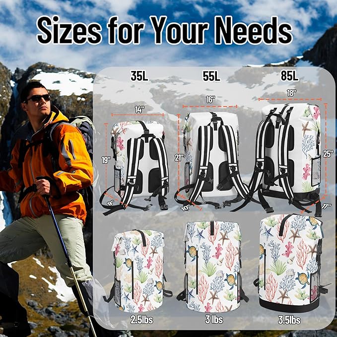 Dry Bag Waterproof for Women Men, 5L Roll Top Lightweight Dry Storage and Lightweight Bag Backpack with Phone Case for Kayaking Paddle Board Camping Travel Swimming Boating Beach Accessories-Coral