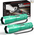 1 Mode Flashlights 2 Pack, Super Bright Zoomable LED Tactical Flashlight High Lumens, Water Resistant Portable Pocket Flash Light for Emergency, Camping, Home, and Gift - Turquoise