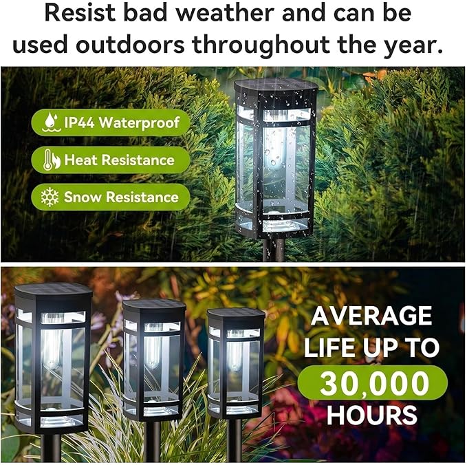 EXCMARK Solar Lights Outdoor Waterproof for Garden Pathway Walkway Driveway Yard Lawn Decorative Landscape Lighting. (Cool White Light, 2)