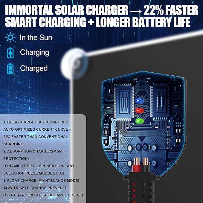 OYMSAE 30W 12V Solar Trickle Charger Maintainer, Waterproof Portable Solar Panel Battery Charger Kit with Cigarette Lighter Plug & Alligator Clips for Car, RV, Truck, Boat, Motorcycle, Marine