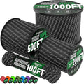 Reflective Paracord Rope 750 lb - 100ft 5/32" Parachute Cord 4MM 12-Strand para Cord - Heavy Duty Spool String for Survival,Camping Gear, Survival Bracelet, Clothesline - Black