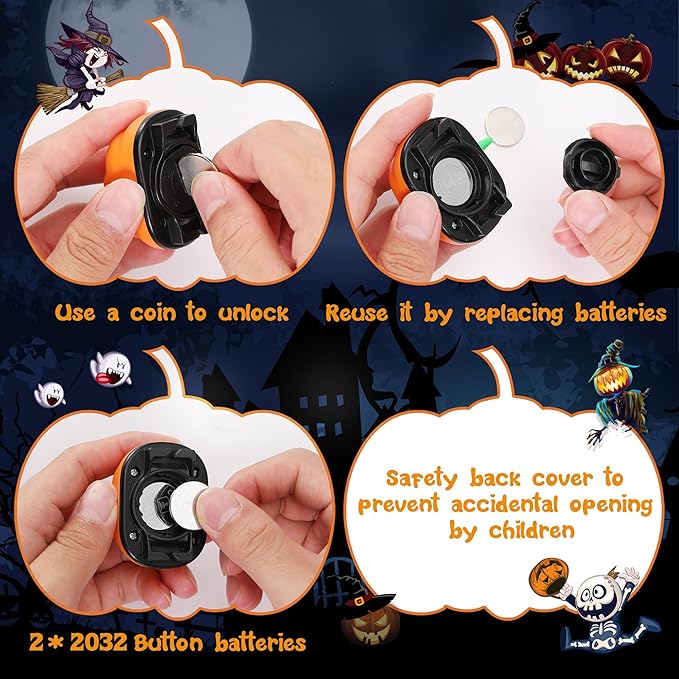 EverBrite Halloween Pumpkin Headlamp 5 Pack, 2 Modes LED Head Lamp Adjustable Headband, Pumpkin Lights Party Favors, Orange Spot & Strobe Lights Halloween Gifts