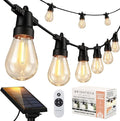 Brightech 104 (52x2) FT Ambience Pro Solar Powered Outdoor LED String Lights - Waterproof Remote Control Lights - 32 Bulbs, 7W Solar Powered Soft White Light for Camping, Patio, Garden
