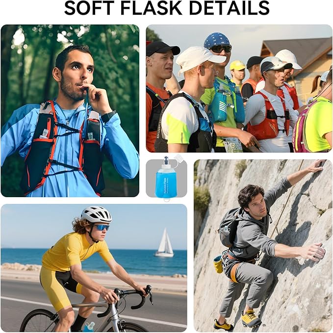 250ml Soft Flask Soft Water Bottle for Running, Hiking, Travelling, Cycling and Climbing - TPU Material - 2Pcs Blue