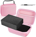 Relaxweex EVA Hard Case with Customizable Foam 7.1 x 4.7 x 3.1 Inch Protective EVA Carrying Case Shockproof Outdoor for Camera, Digital Products, Electronic Instruments with Knife, Pink