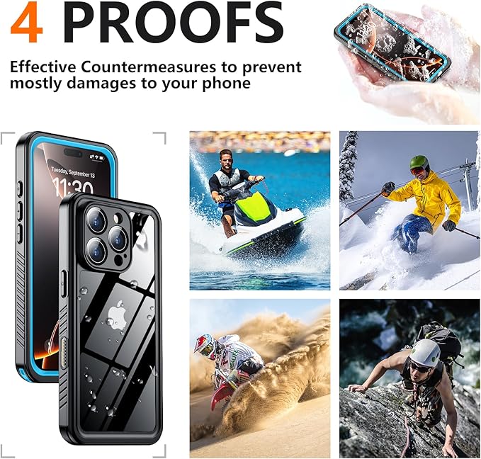 SPIDERCASE for iPhone 16 Pro Max Case Waterproof, Built-in Screen & Camera Protector [IP68 Underwater][Full Body Shockproof][Dustproof] Heavy Duty Rugged Phone Cover 6.9", Blue