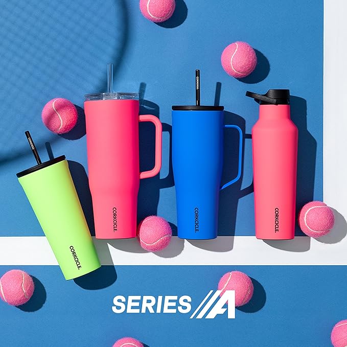 Corkcicle Go Cup XL - Leak-Proof Travel Tumbler - Triple Insulated Stainless Steel Water Bottle - Easy-Carry Handle - Summer Drinkware Gift - Keeps Drinks Ice Cold - 30 oz - Capri Blue