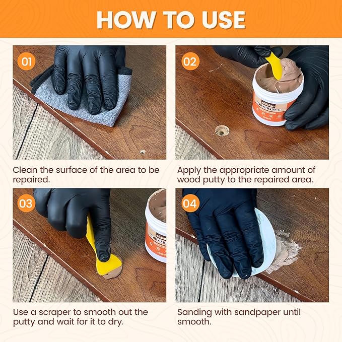 Wood Filler, Wood Repair Kit,16 Ounce Paintable & Stainable Wood Putty Filler, Wood Scratch Cracks Holes Repair Furniture, Exterior Wood Filler Water Resistant, Wood Putty (Natural)