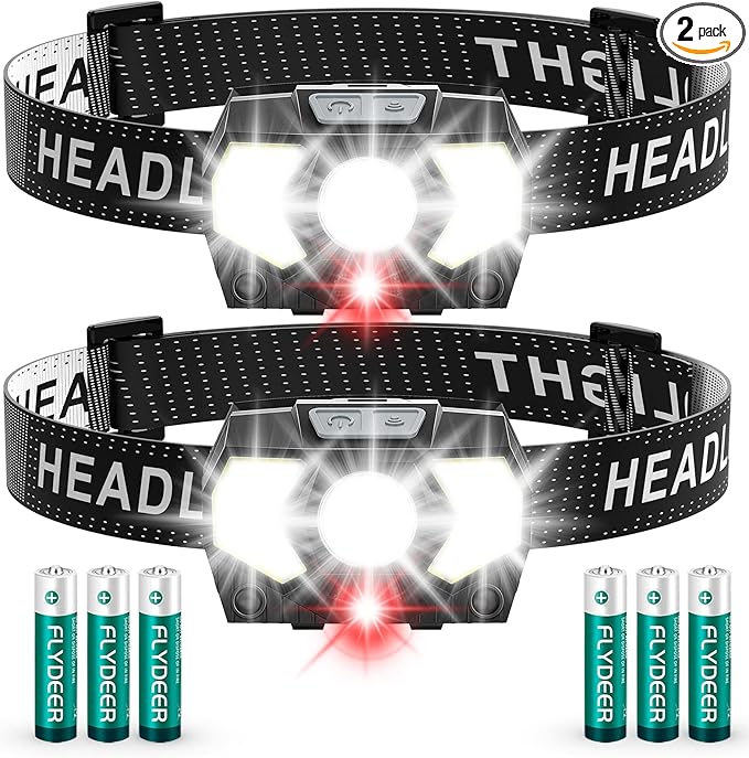 Lsnisni LED Headlamp 2 Pack,1500 Lumen Bright Head Lamp with 7 Modes,Lightweight and Adjustable Headlight for Head,IPX5 Waterproof Head Light for Adults Camping Outdoor, 6AAA Batteries Included
