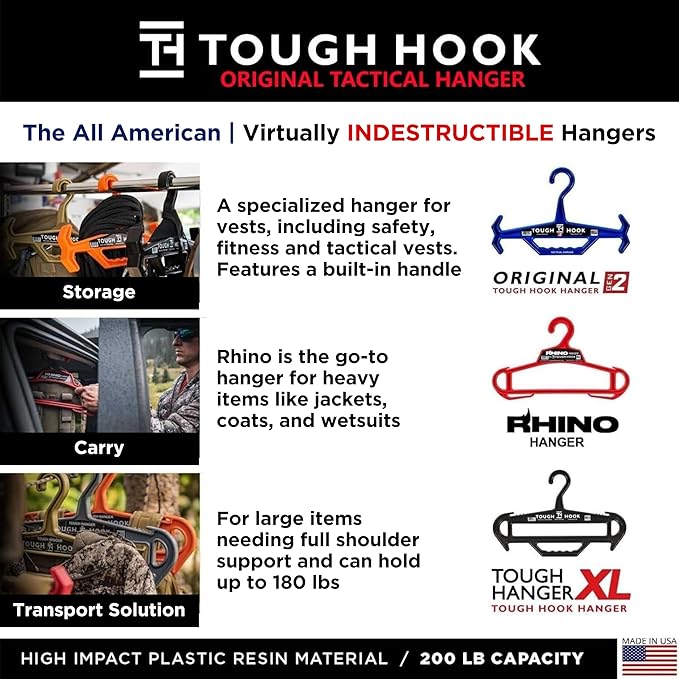Tough Hook ID MAX Heavy Duty Identification Hanger, USA Made 200 Lb Cap, Plate Carrier, Tactical Gear,Scuba BCD, Anti-Slip Wetsuit & Body Armor Organization System with 3 ID Loop Strips 1 Pack FOLIAGE