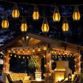 Solar String Lights for Outside, 33Ft Solar Patio Light with 15 Flickering Flame Light Bulbs, Waterproof Warm White Solar Powered Outdoor Lights for Garden Yard Patio Gazebo Bistro Cafe Party Decor