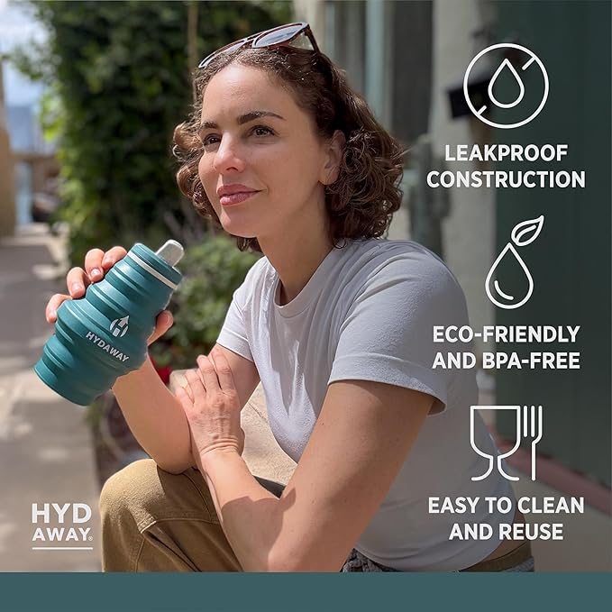 HYDAWAY 17oz Travel Collapsible Water Bottle - BPA-Free, Leakproof, Lightweight, Reusable - Perfect for Travel, Hiking, and Everyday Hydration