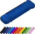 TECEUM Rope – 90 Feet x 3/8 Inch (10mm) – Blue – Strong All-Purpose Utility Rope – Camping, Crafting, Flag Pole, Indoor & Outdoor – Polypropylene Nylon Poly Lightweight Diamond Braided Cord