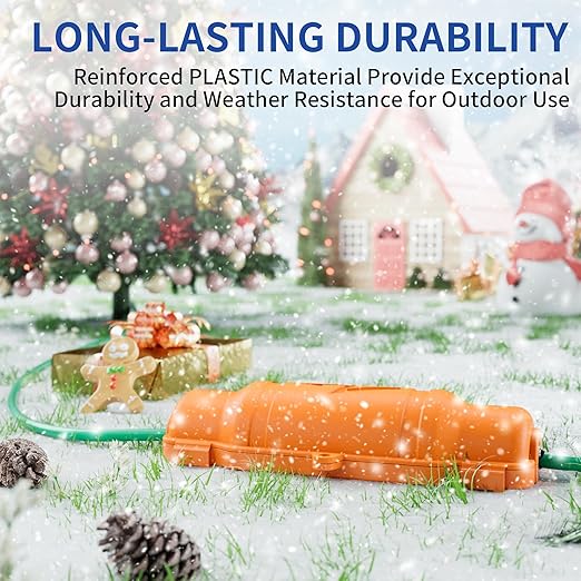 3 Pack Outdoor Extension Cord Safety Cover with Waterproof Seal IP54 Water-Resistant, Weatherproof Electrical Connection Box with 2 Latches, Plug, Socket, Holiday Decoration Light, Orange
