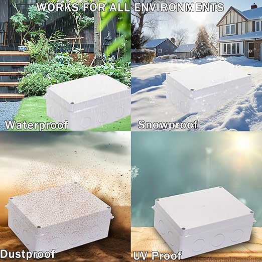 Electrical Box, Outdoor Waterproof Box IP65 Junction Box with Reserved Holes,ABS Plastic Project Box Power Cord Enclosure White 2Pcs 7.9 x 3.4 x 2.8 inch(200x100x70mm)