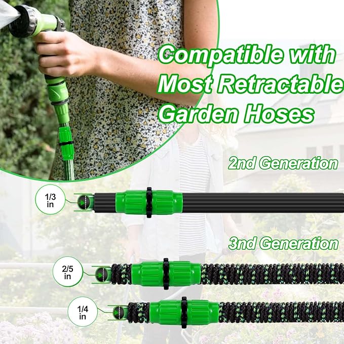 Vodolo Expandable Garden Hose Repair Kit,8 PCS Dual-Channel Hose Female Male Connectors Accessories with Metal Clamp Compatible with Pocket Hose Fit for 3/4" or 5/8" Garden Hose Fitting