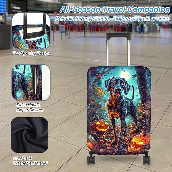 Luggage Cover Protector for 19-20 Inch Suitcases, TSA Approved Elastic Travel Suitcase Covers, Anti-Scratch Washable Luggage Sleeve for Carry On & Checked Bags, Shorthaired Pointer Dog