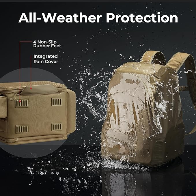 Piscifun 52L Fishing Tackle Backpack with Rod Holders & 4 Tackle Boxes, Large Tackle Bag for Gear Storage with Rain Cover