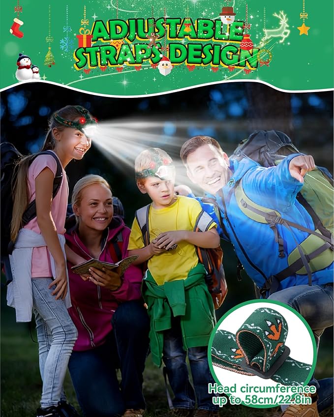LED Dinosaur Headlamp for Kids, Children's Toy Flashlight T-Rex Dinosaur Toys for Age 3 4 5 6 7 8 9 Years Old Kids, Camping Hiking Gear for Boys Girls