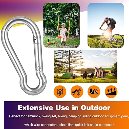 120PCS M4 Heavy Duty Carabiner Clip, 1.57Inch Snap Hook Quick Link Small Carabiner Clips,Spring Link Buckle for Fishing Camping Hammock Dog Leashes-110LBS Holding Capacity (Silver)
