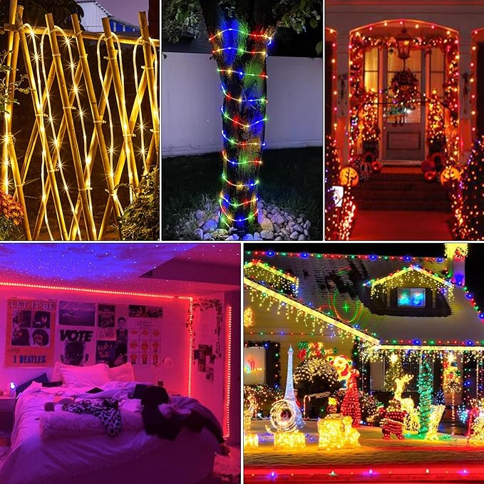 Nazuwke 99Ft LED Rope Lights Outdoor, 18 Colors Changing Fairy String Light Plug in with Remote, IP68 Waterproof 300 LEDs Multicolor Twinkle Christmas Lights for Bedroom Patio Halloween Holiday Decor