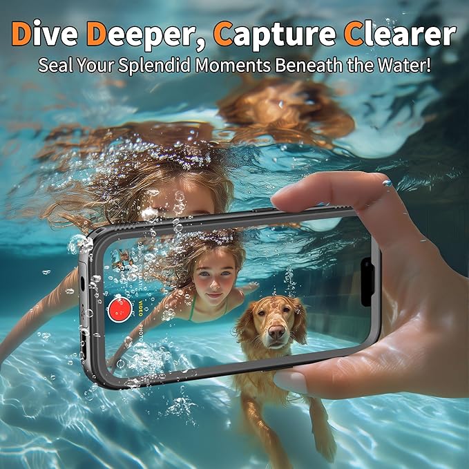 Cozycase TOP Military Protective IP68 Waterproof Case for iPhone 16e/iPhone 17e Heavy Duty 360 Shockproof Full Body with Screen Camera Protector Double Dustproof Hard Tough Front Back Cover Black