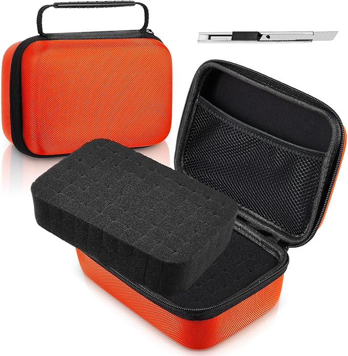 Relaxweex EVA Hard Case with Customizable Foam 13.5 x 9.8 x 5.5 Inchprotective EVA Carrying Case Shockproof Outdoor for Camera, Digital Products, Electronic Instruments with Knife, Orange