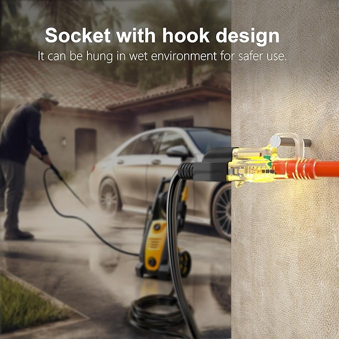 HUANCHAIN 150 ft Outdoor Extension Cord Waterproof 12/3 Gauge Heavy Duty with Lighted end, Flexible Cold-Resistant 3 Prong Electric Cord Outside, 15Amp 1875W 12AWG SJTW, Orange, ETL