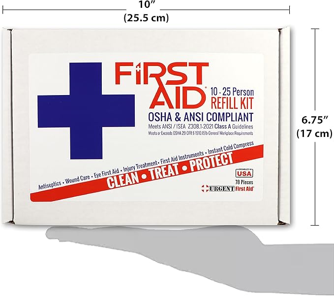 OSHA & ANSI First Aid Kit Refill/Upgrade, 25 Person, 78 Pieces, ANSI 2021 Class A for Office, Business, Home or car Boxes and cabinets: Fill Your kit or use to Upgrade to Current regulations