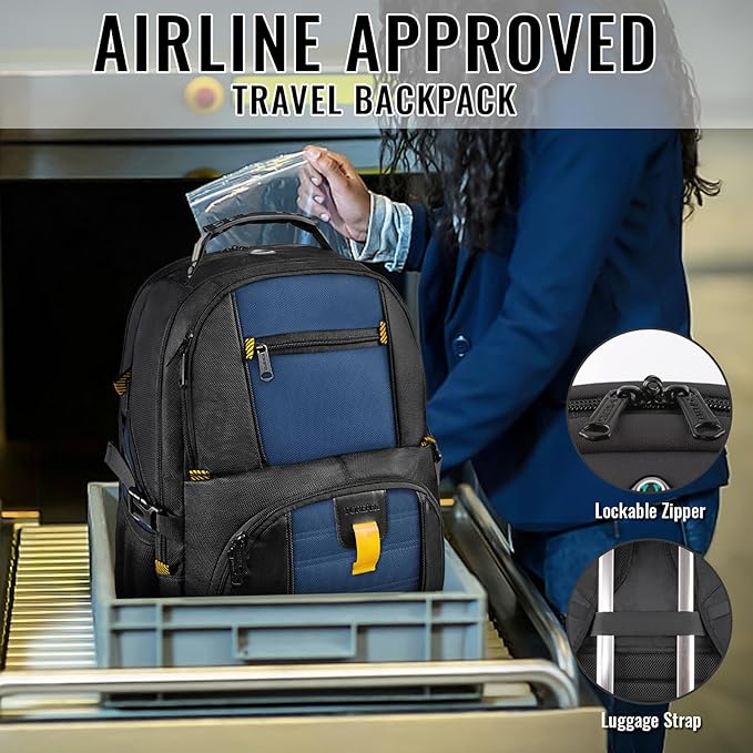 YOREPEK Large Backpack for Men, Extra Large Laptop Backpacks for Men Women, Water Resistant Travel Backpack Airline Approved Business Work Bag Fits 17 Inch Computer, Black