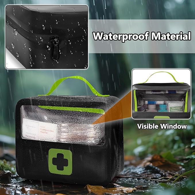 Marscamd Waterproof Empty First Aid Bag with a Detachable Panel, Small Medical Bag with Molle System, Green (Bag Only)