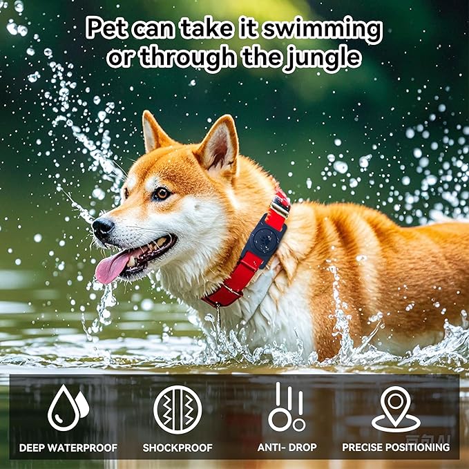 GOCII for Airtag Dog Collar Holder 2 Pack,Waterproof Dog Collar Holder for Apple AirTag(Gen 1 & 2),Silicone Air Tags Case for Dog Collars(Navy)