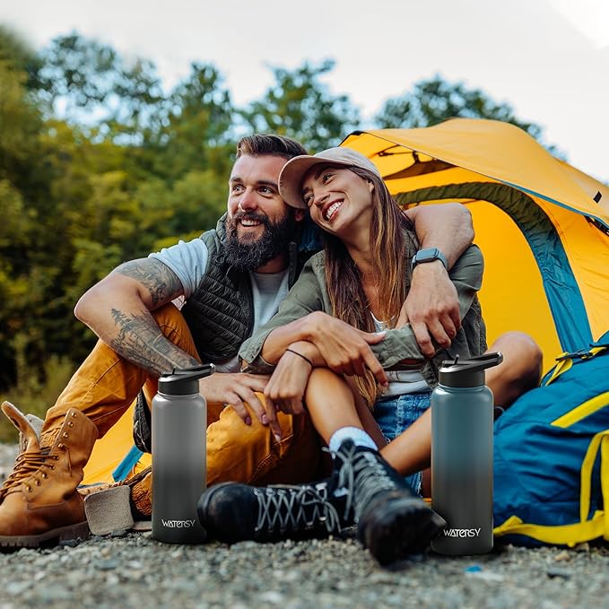 40oz Insulated Water Bottle (Cold for 48 Hrs),BPA Free&Leak Proof,Stainless Steel Water Flask,Water Jug with Straw Spout Lids for Gym,Hiking,Travel,Black Blue